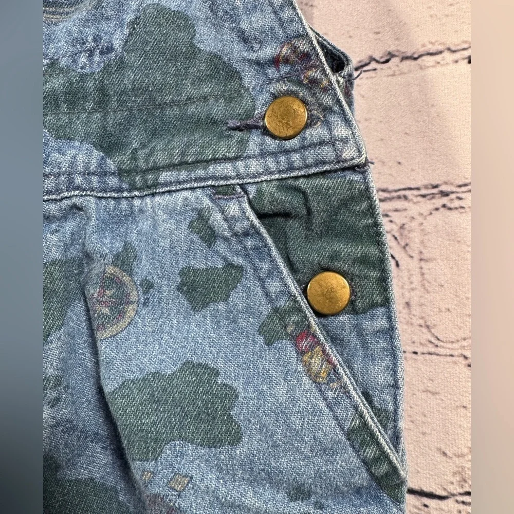 Gymboree Rainbow Tag Denim Overalls with Map Print